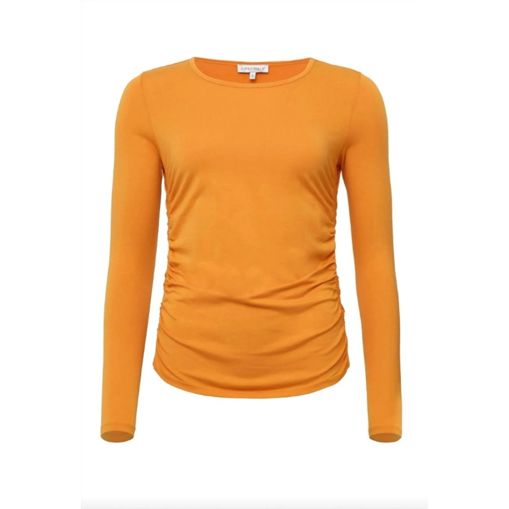 NWT Anatomie Milly Ruched Long Sleeve Top in tangerine in XL retails $178